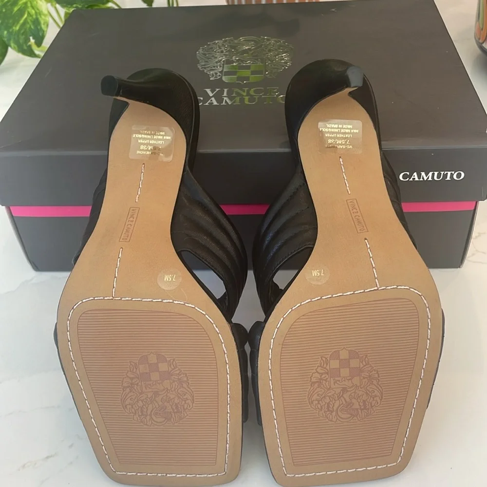 Vince Camuto Women’s Sarendie Black Quilted Strap Slide Sandal Size 7.5 … - Picture 9 of 10